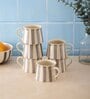 Crosswalk Grey Striped White Ceramic Taper Coffee Mugs (Set of 6)