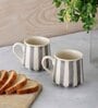 Crosswalk Grey Striped White Ceramic Taper Coffee Mugs (Set of 6)