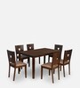 Crown Solid Wood 6 Seater Dining Set in Brown Finish