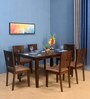 Crown Solid Wood 6 Seater Dining Set in Brown Finish