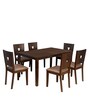 Crown Solid Wood 6 Seater Dining Set in Brown Finish
