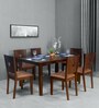 Crown Solid Wood 6 Seater Dining Set in Brown Finish