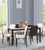 Crysta Marble Top 6 Seater Dining Set in Black Colour