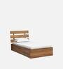 Crysta Solid Wood Single Bed With Box Storage In Acacia Natural Finish