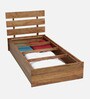 Crysta Solid Wood Single Bed With Box Storage In Acacia Natural Finish