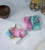 Crystal Agate Stone Coaster Set of 2 Square for Bar, Beer, Coffee, Tea   Multicolor