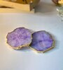 Crystal Purple Stone Set of 2 Table Coasters