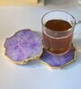 Crystal Purple Stone Set of 2 Table Coasters