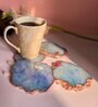 Crystal Blue Stone Set of 4 Table Coasters