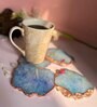 Crystal Blue Stone Set of 4 Table Coasters