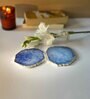 Crystal Blue Stone Set of 2 Table Coasters