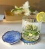 Crystal Blue Stone Set of 2 Table Coasters