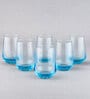 (Set Of 6) Crystal Glass Lead Free Blue Cocktail Glass