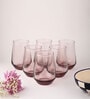 (Set Of 6) Crystal Glass Lead Free Pink Cocktail Glass