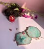 Crystal Green Stone Set of 2 Table Coasters