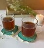 Crystal Green Stone Set of 2 Table Coasters
