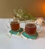 Crystal Green Stone Set of 2 Table Coasters