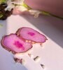 Crystal Pink Stone Set of 2 Table Coasters