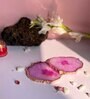 Crystal Pink Stone Set of 2 Table Coasters