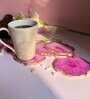Crystal Pink Stone Set of 4 Table Coasters