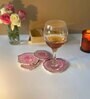 Crystal Pink Stone Set of 2 Table Coasters