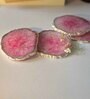 Crystal Pink Stone Set of 2 Table Coasters