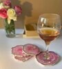 Crystal Pink Stone Set of 2 Table Coasters