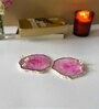 Crystal Pink Stone Set of 2 Table Coasters