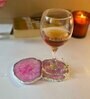 Crystal Pink Stone Set of 2 Table Coasters