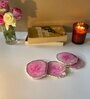Crystal Pink Stone Set of 2 Table Coasters
