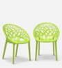 Crystalpp Plastic Chair in Lime Green Finish, Set of 2