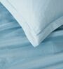 Blue 400TC 100% Cotton Solid Flat Super King Bedsheet With 2 Pillow Covers