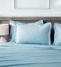 Blue 400TC 100% Cotton Solid Flat Super King Bedsheet With 2 Pillow Covers