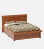 Rys Solid Wood King Size Bed in Brown Colour With Storage