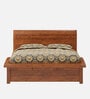 Rys Solid Wood King Size Bed in Brown Colour With Storage