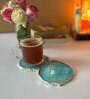 Crystal Turquoise Stone Set of 2 Table Coasters