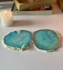 Crystal Turquoise Stone Set of 2 Table Coasters
