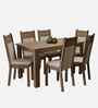 Crystaline 4 Seater Dining Set With fully Cushioned Rectangular Table Top In Brown  Colour With Black Chairs