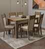 Crystaline 4 Seater Dining Set With fully Cushioned Rectangular Table Top In Brown  Colour With Black Chairs