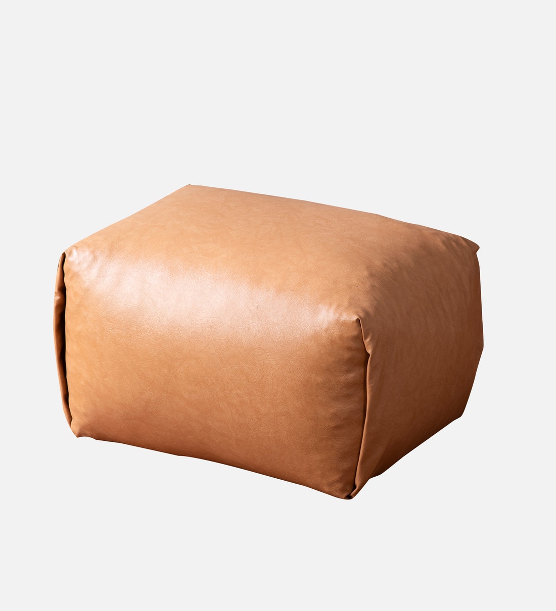 Buy Cube Leatherette Pouffe In Tan Colour by NestRoots | Pepperfry