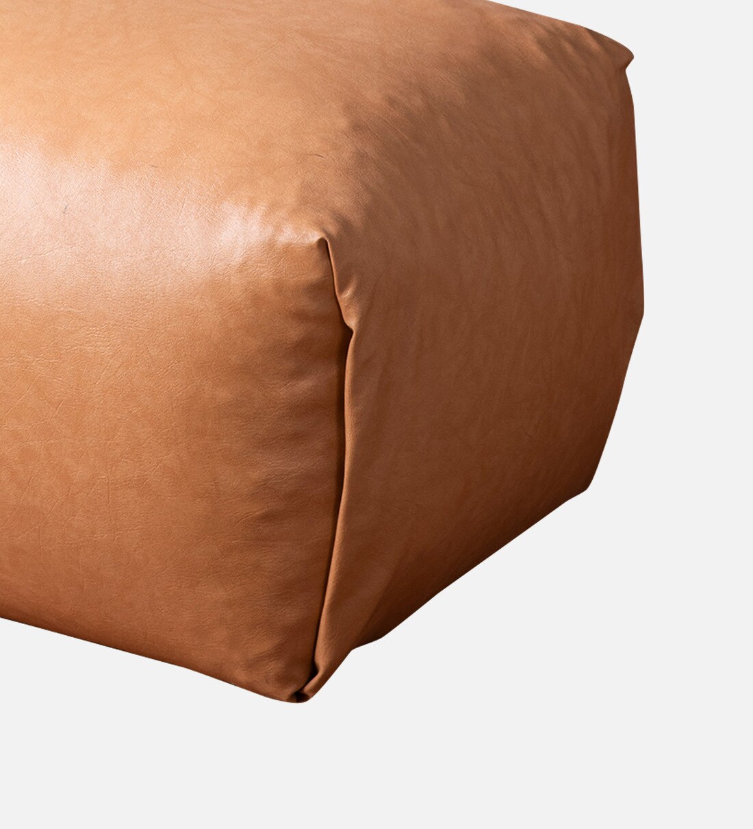 Buy Cube Leatherette Pouffe In Tan Colour by NestRoots | Pepperfry