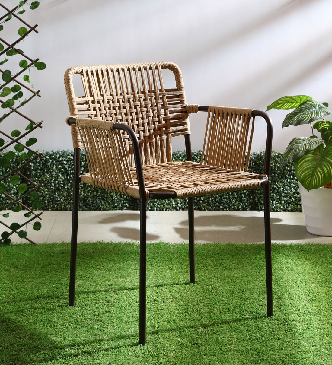 Buy Cube Fabric Patio Chair in Beige Brown Colour at 23 OFF by