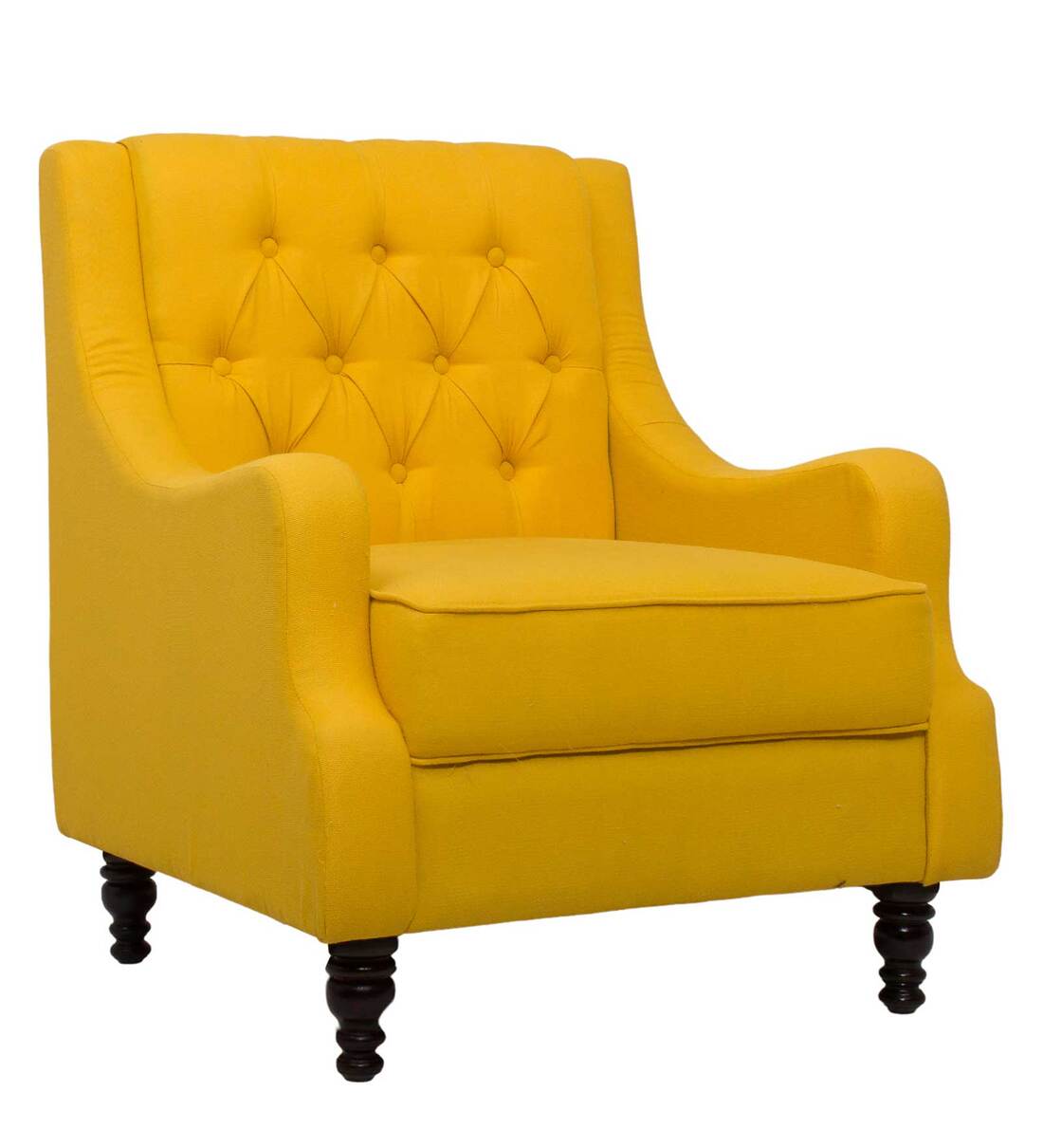 Buy Cubic Wing Chair In Yellow Colour By Care Furniture Online Solid