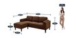 Creata Fabric Rhs 4 Seater Sectional Sofa In Coffee Brown Colour