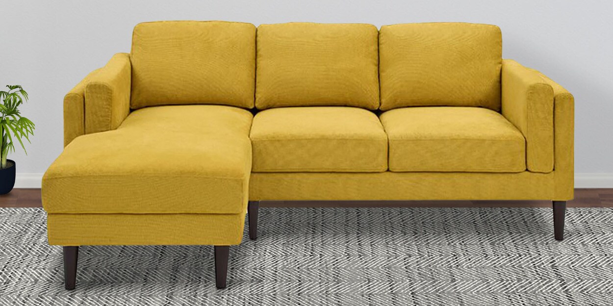 Buy Cuto RHS 4 Seater Sectional Sofa In Yellow Colour By Febonic Online