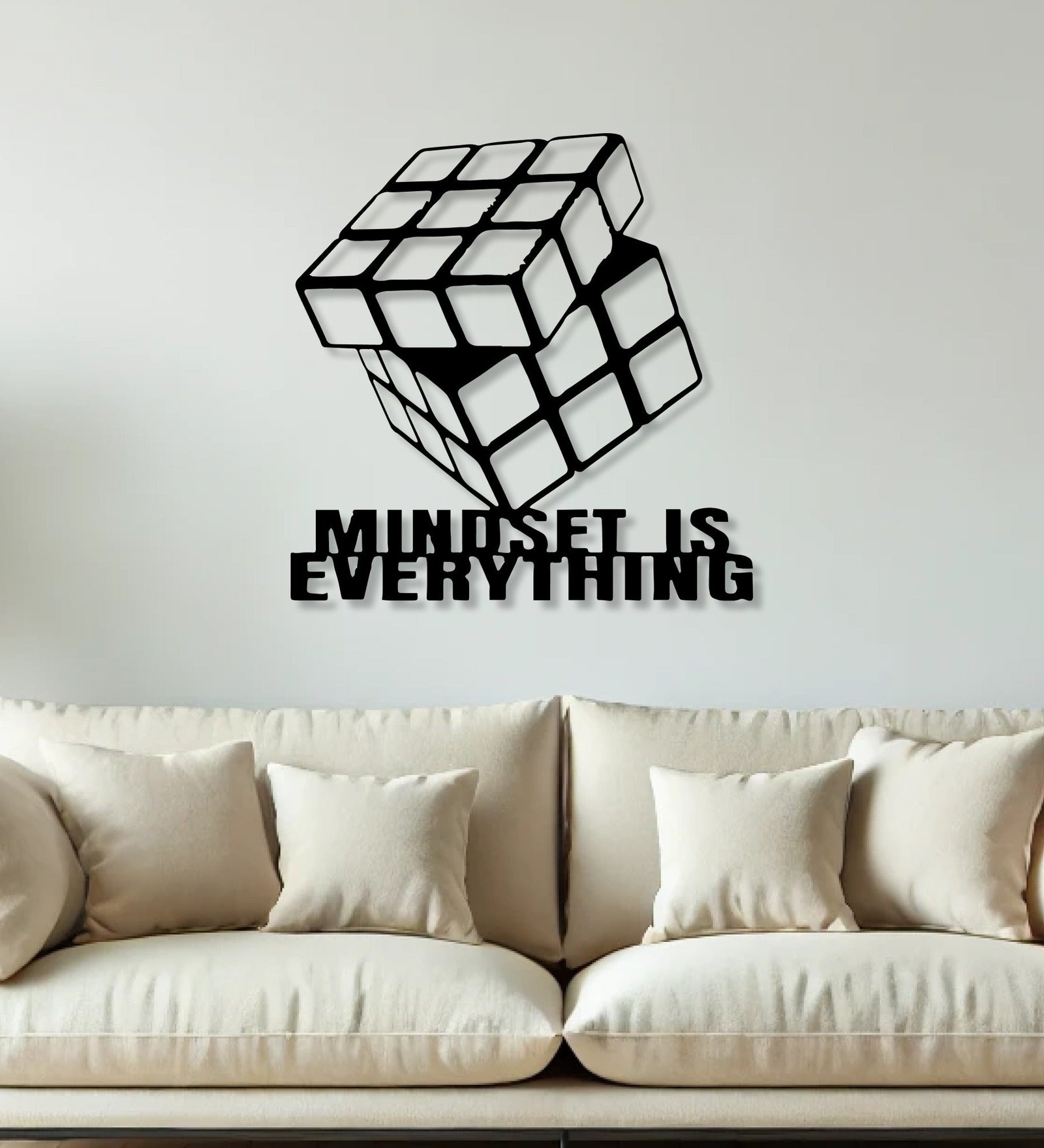 Cube Design With Mindset Text Metal Art Wall Decor