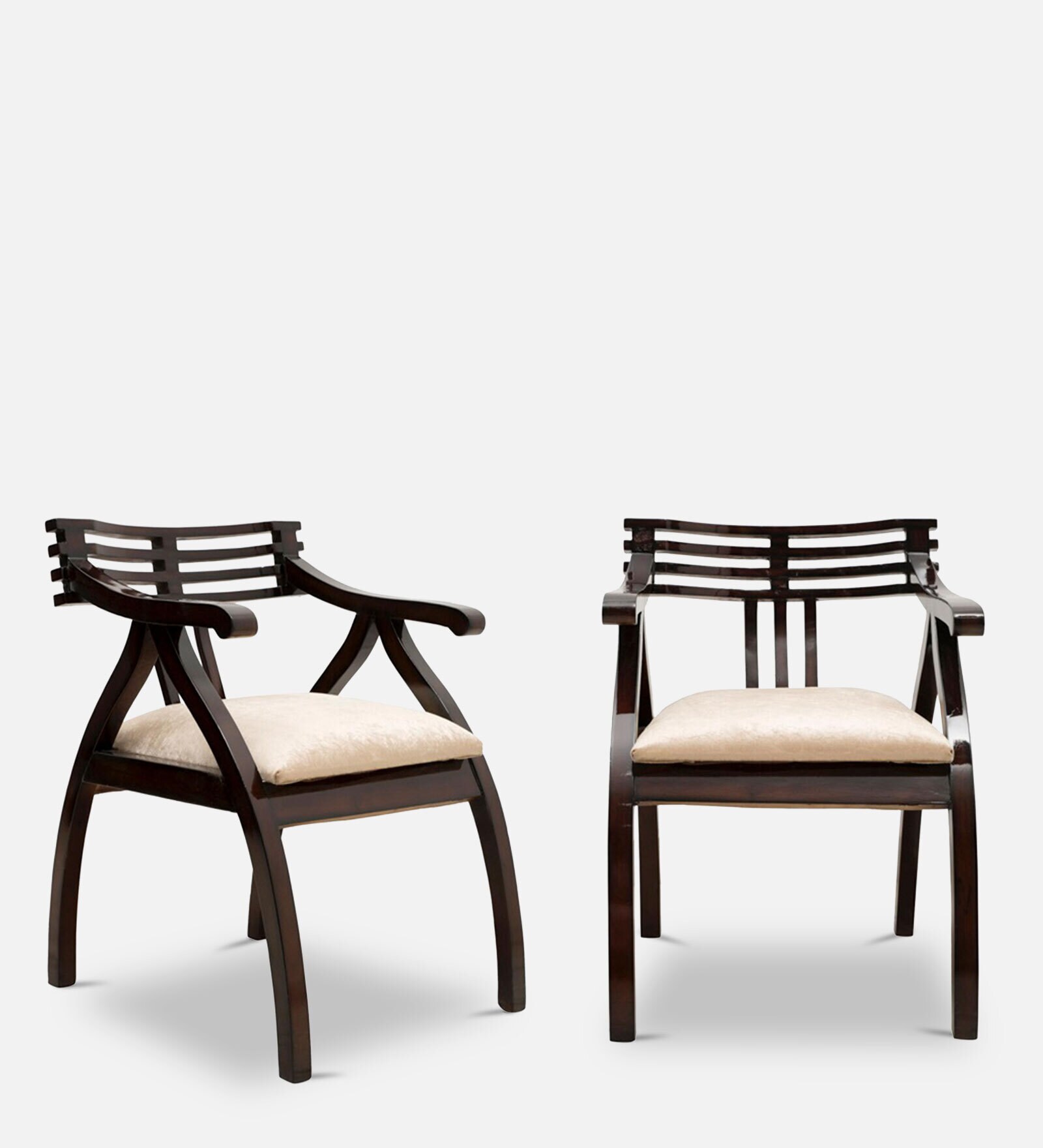 Cubico Arm Chair (Set Of 2) In Beige Colour