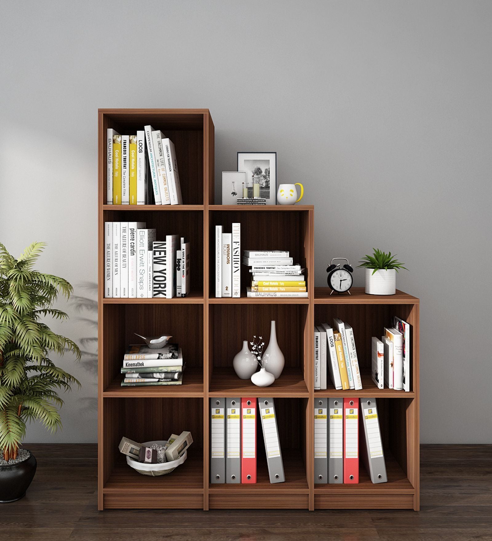 Cubix Bookshelf in Walnut Finish