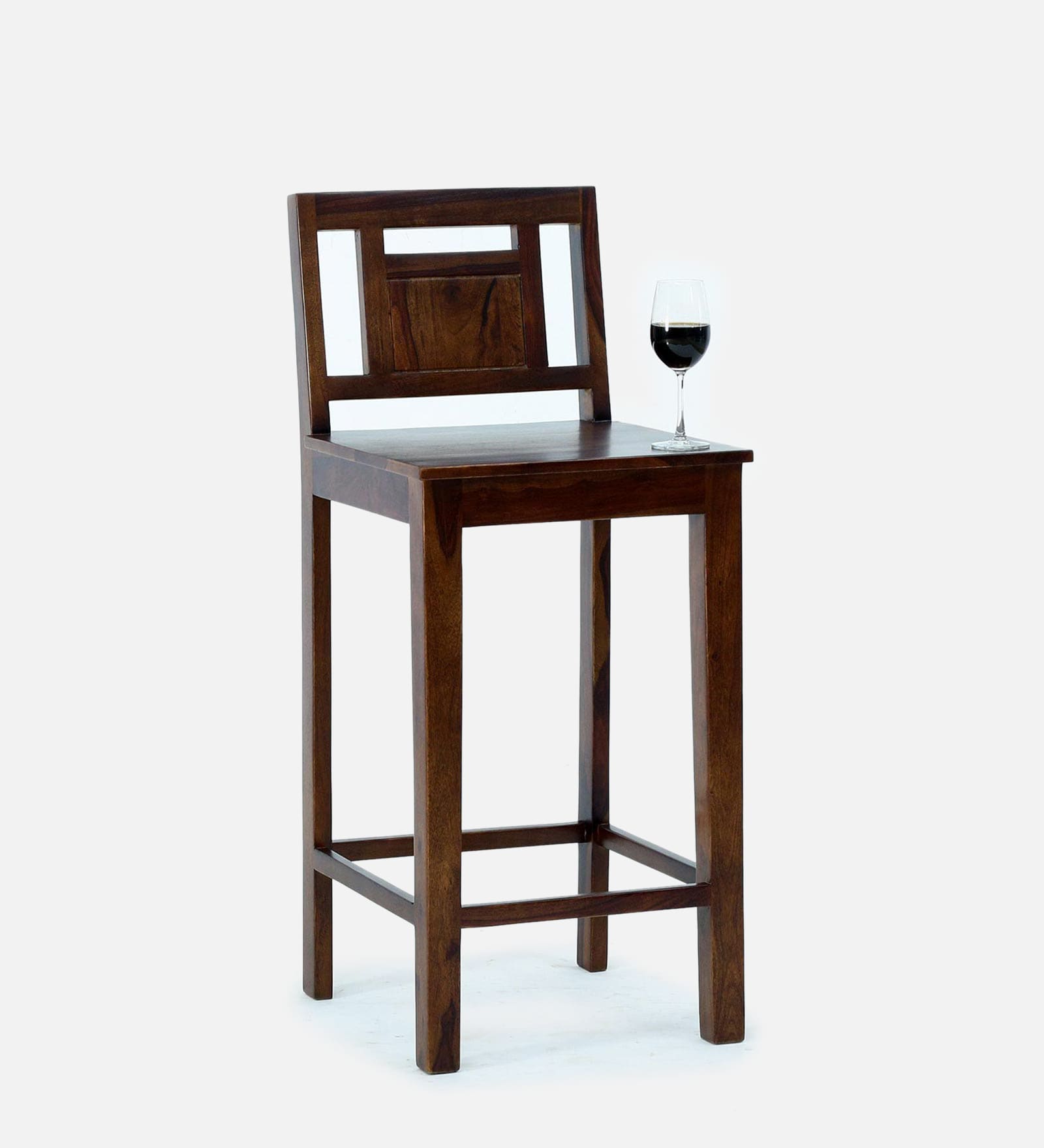 Buy Cubix Sheesham Wood Bar Stool In Provincial Teak Finish By