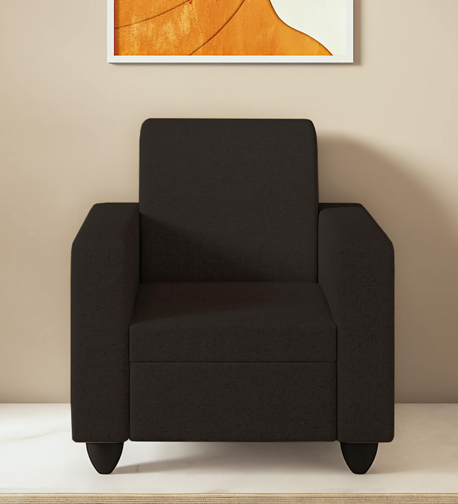 Cuddlr Fabric 1 Seater Sofa In Coffee Colour